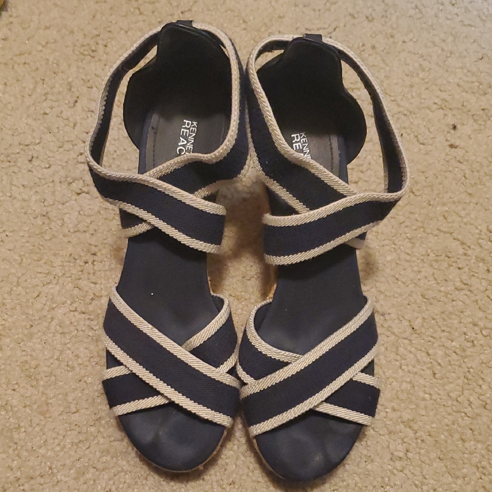 Kenneth Cole Blue Sandals Strappy Design Ankle Strap